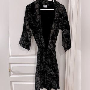 SIN IN LINEN “Geisha Moon Tattoo” Kimono-Style Robe with Belt